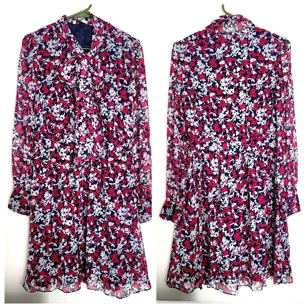 Diane von Furstenberg 100% Silk Pink Floral Knee Length Fit and Flare Dress US 8